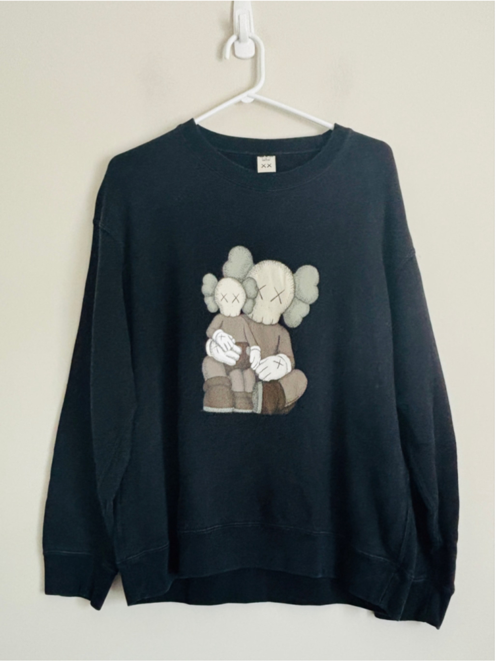 KAW x UT Uniqlo Crewneck Sweatshirt Size L Black Beige Collab Streetwear Rare